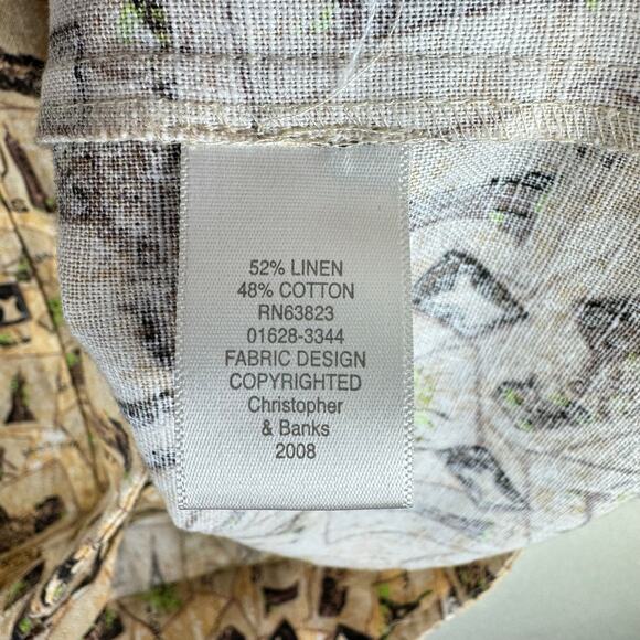 Christopher & Banks Paris Eiffel Tower 3/4 Sleeve Full Zip Linen Cotton Jacket L - Picture 7 of 8